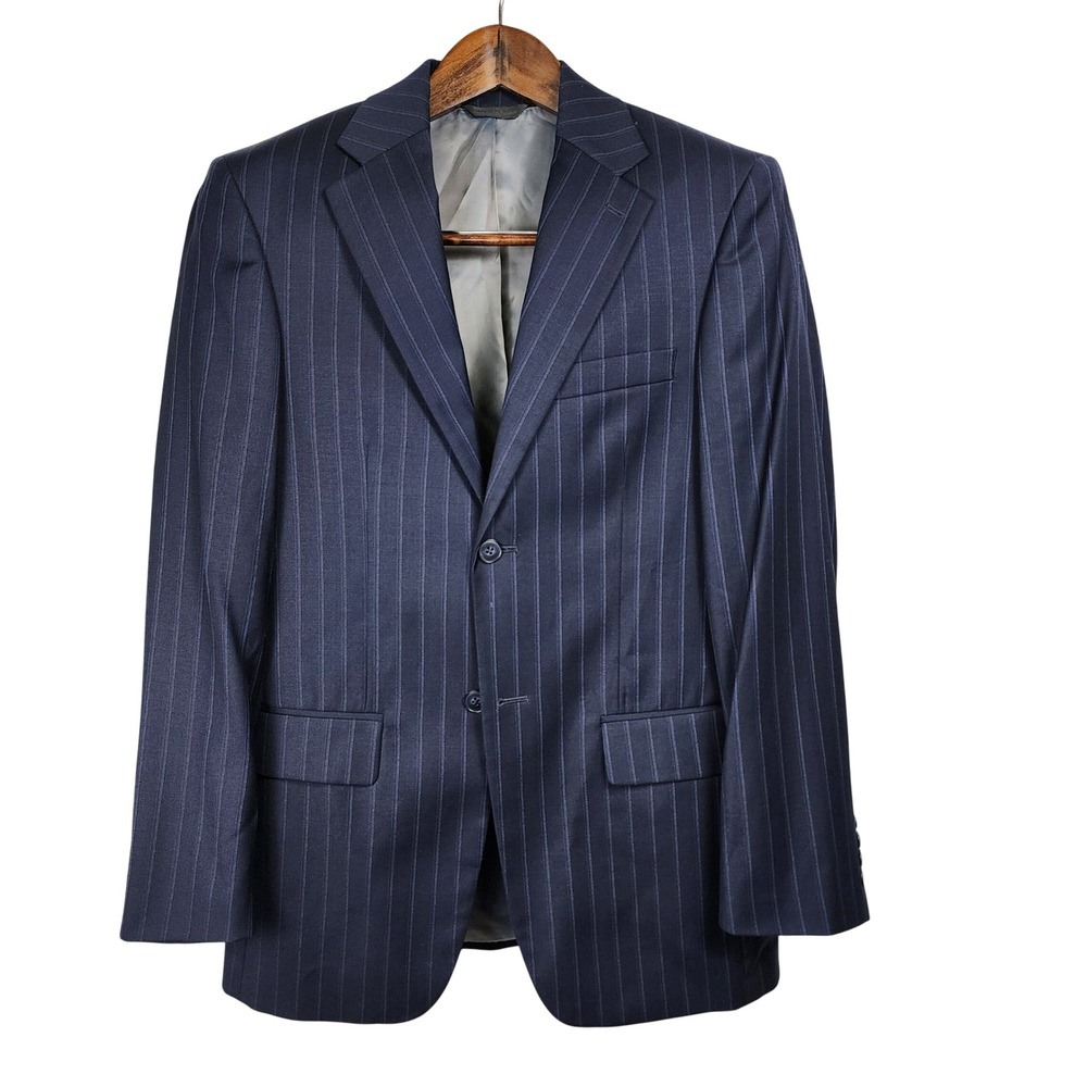 Fumagalli Wool Suit Jacket Blazer 36R Navy Blue Minimalist Business Office Work